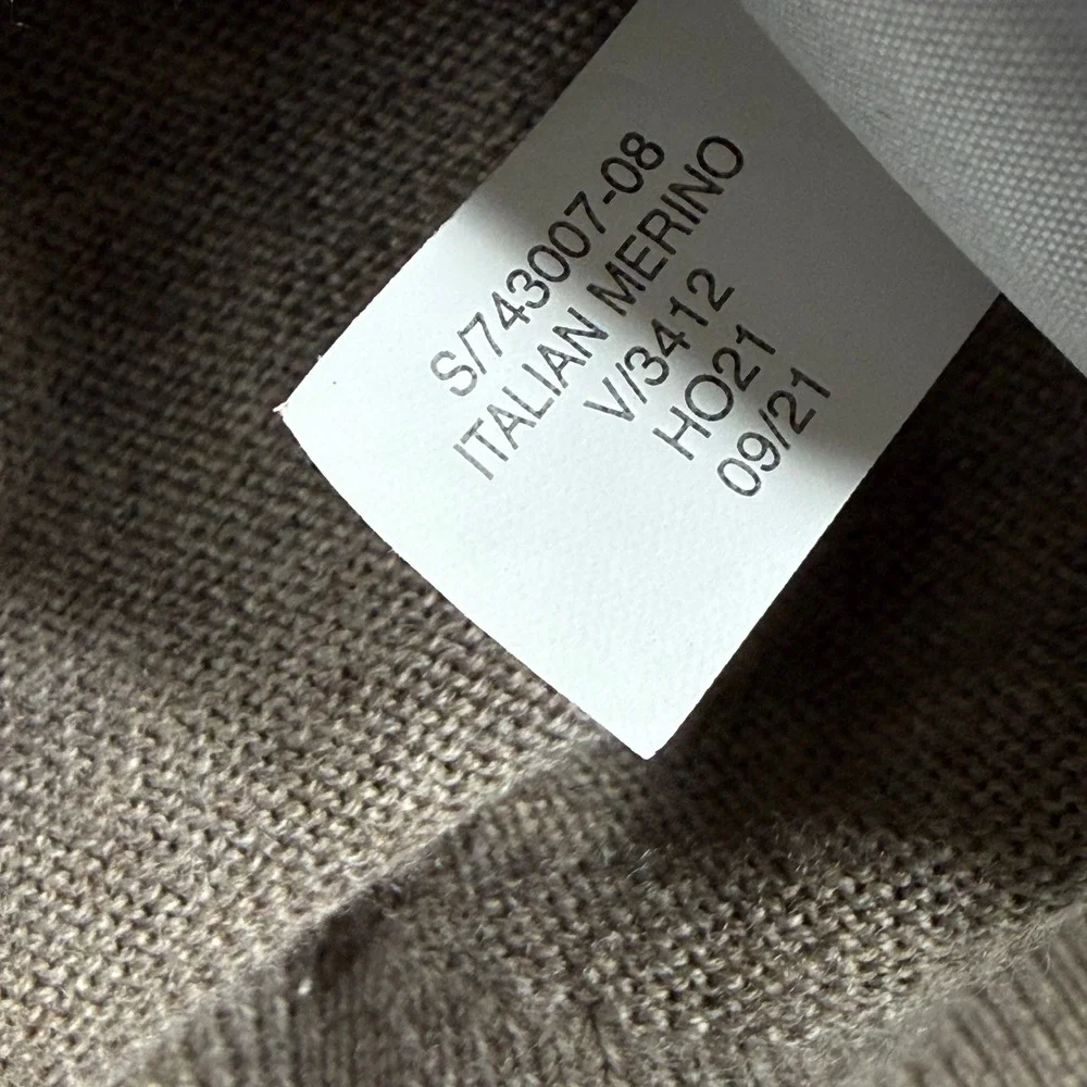 Banana Republic Mens XL Italian Merino Wool Baruffa Crewneck Sweater Taupe 9592